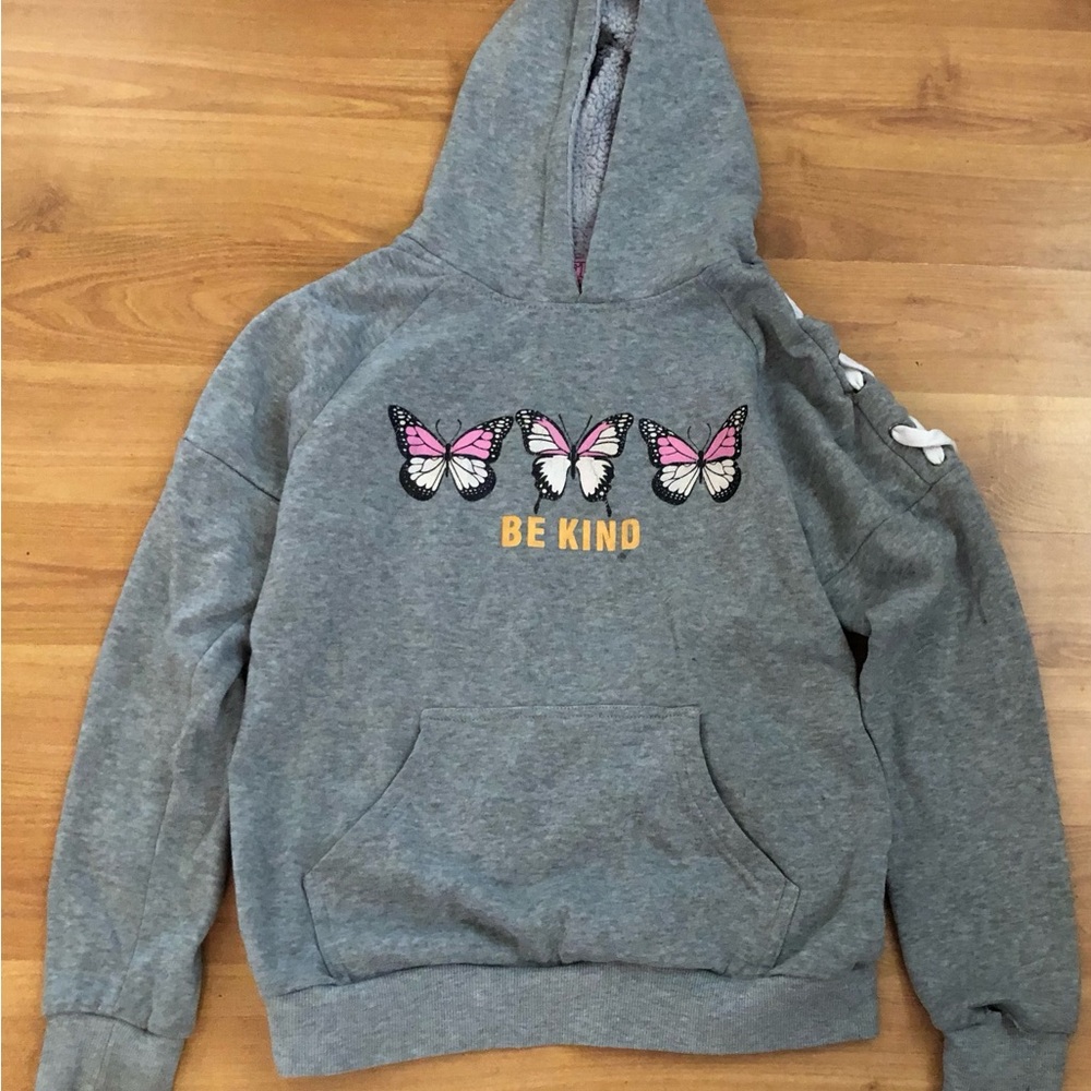 2 B Free Girls Size 16, 4-5 Yrs Hoodie Butterflies Gray  Color